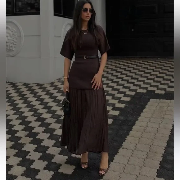Zara Dark Brown Midi Dress - Picture 4 of 14
